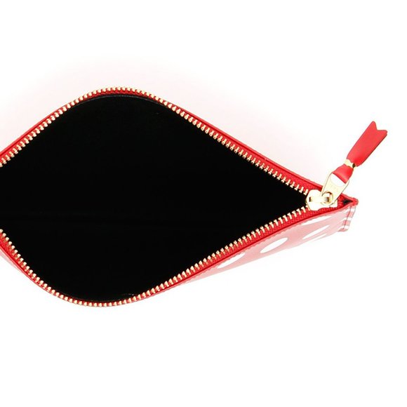 Comme Des Garcons Unisex Polka Dot Leather Wallet Clutch Red - Picture 4 of 4